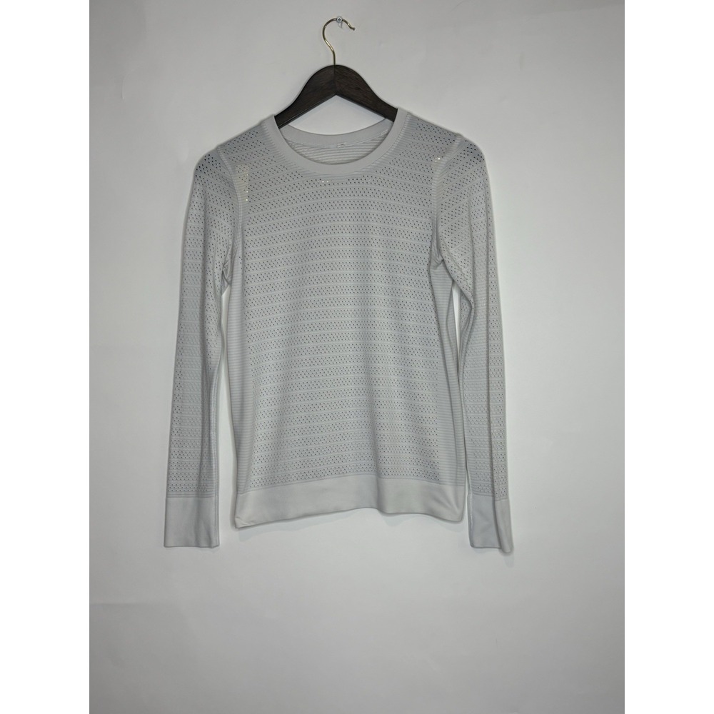 Lululemon Top Breeze By Long Sleeve Squad Perforated White Womens 6 Shirt A3